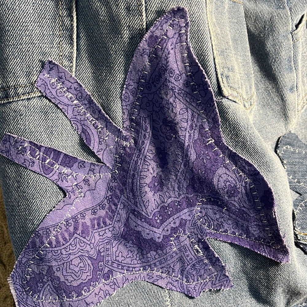 UPCYCLED Denim Jean Flower /Butterfly Bag/tote/purse